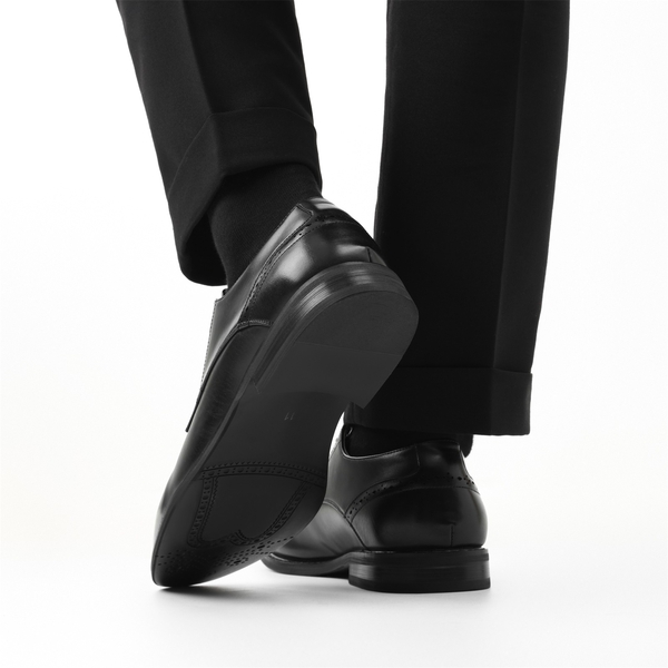 Men's Polished PU Leather Oxford Shoes - BLACK - 7